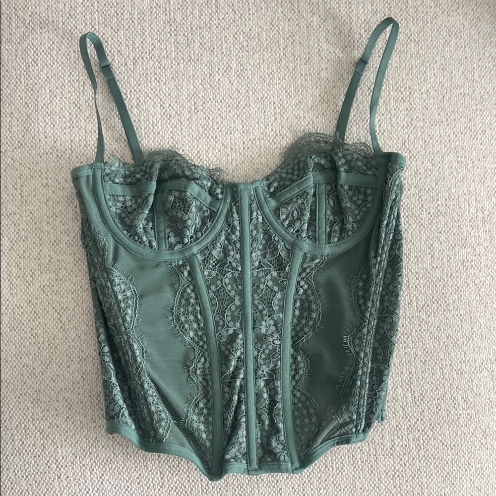 Urban Outfitters Green Lace Bustier Top XS